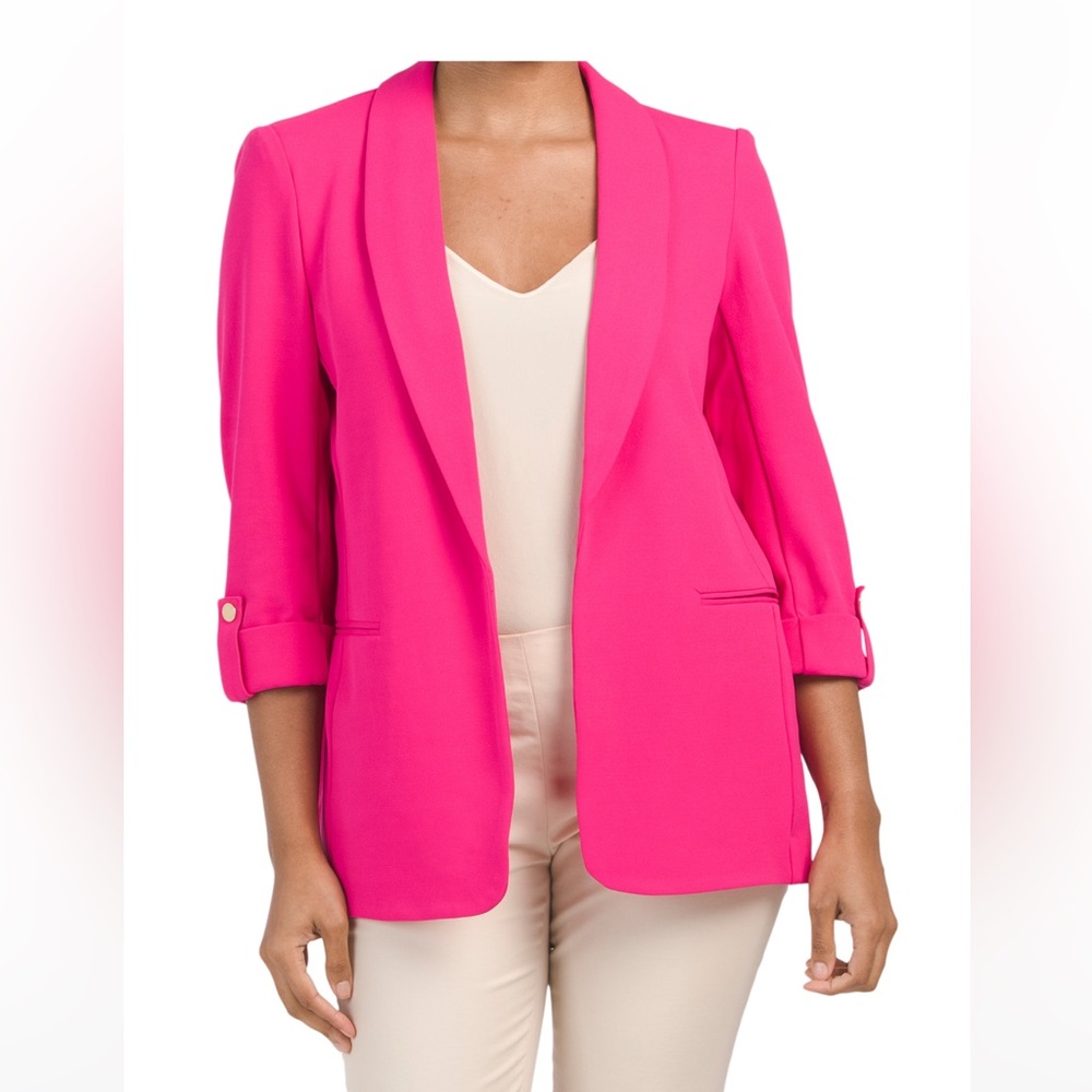 Anne Klein Hot Pink Open Front Blazer